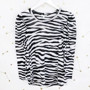 ALC • Black White Zebra Print Karlie Puff Sleeve Top